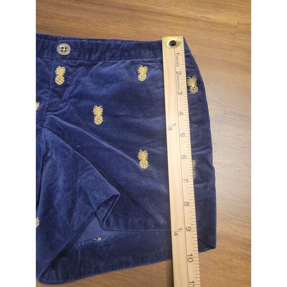 Lilly Pulitzer Adie Shorts – Navy Velvet w/ Gold Pineapples – Sz 00 - Picture 7 of 11